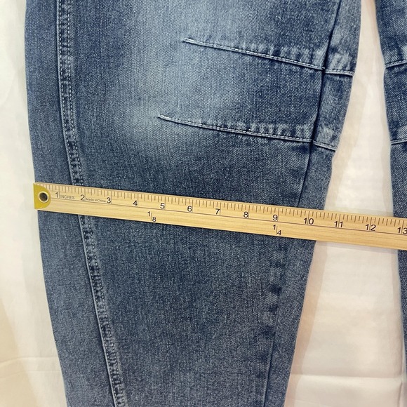 Jeans Womens Small Dark Blue Wide Leg High Rise Seamed Cropped Balloon Relaxed - Picture 11 of 16